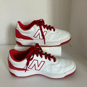New Balance GSB80 Kids White/Red Sneaker Size 4.5.
